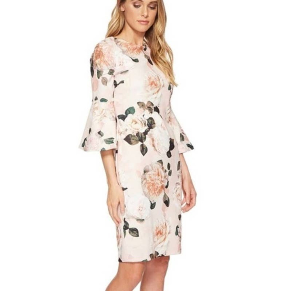 Calvin Klein dress floral pink bell sleeves size 4